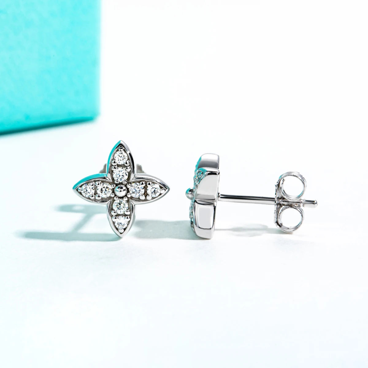 1.5mm D-Color Moissanite Cross Stud Earrings - 925 Sterling Silver