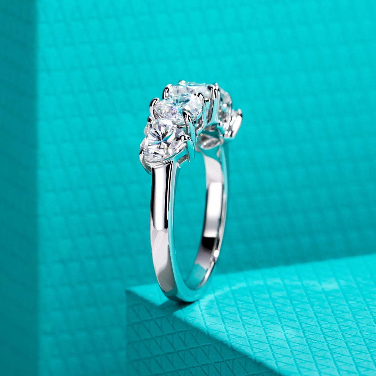 Heart Cut D Color Moissanite Eternity Band 2.5cttw - 18K Gold Plated Sterling Silver