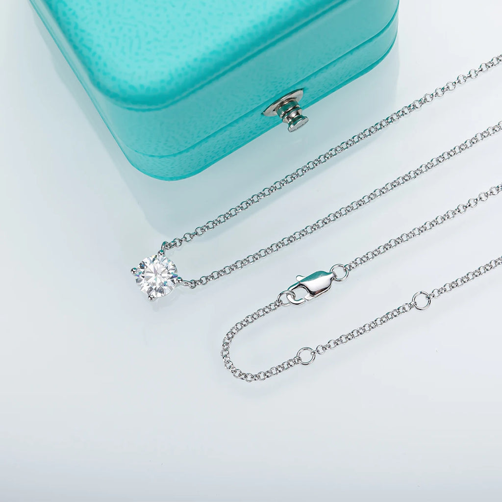 Moissanite Pendant Necklace - 18K Gold Plated D Color Diamond Necklace