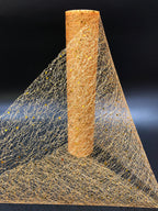 Textured cylindrical object with a mesh-like material on a black background