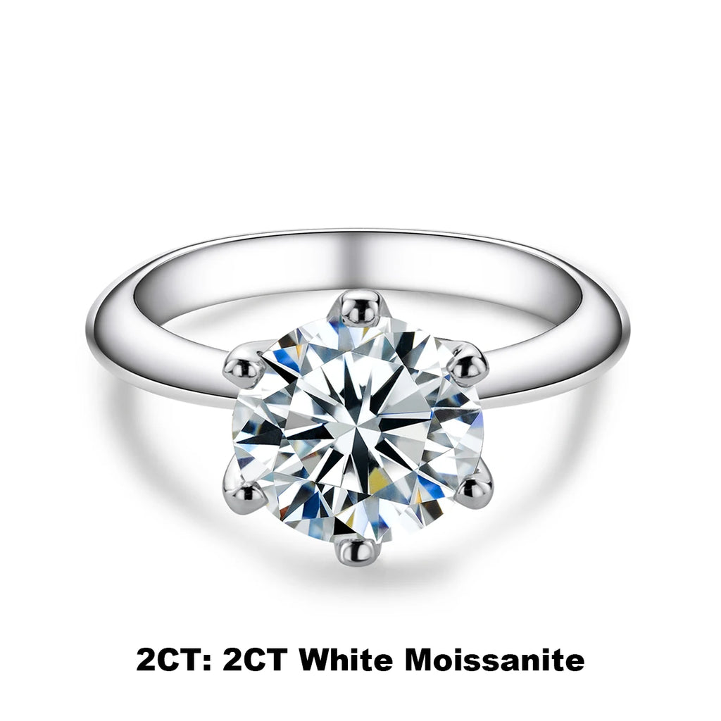 D-Color Moissanite Solitaire Engagement Ring - 925 Sterling Silver