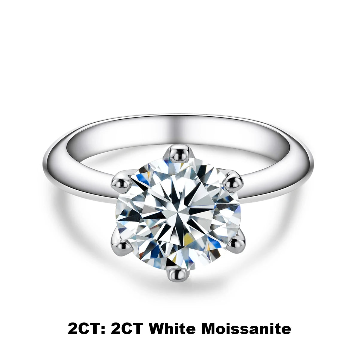 D-Color Moissanite Solitaire Engagement Ring - 925 Sterling Silver