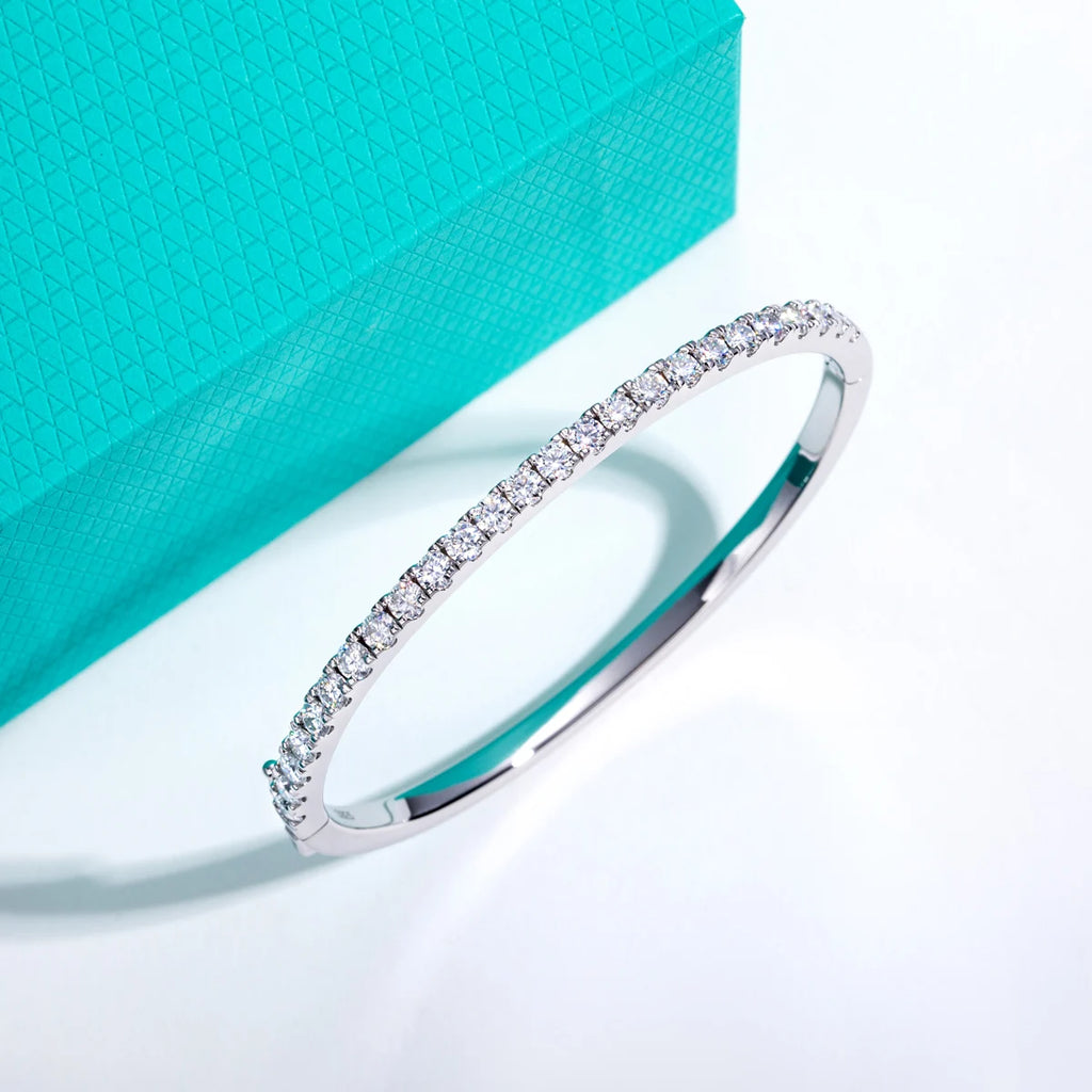 3mm Half Eternity Moissanite Bracelet - 925 Sterling Silver 18K Gold Plated