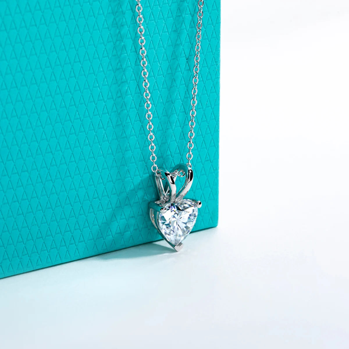 Heart Cut Moissanite Pendant Necklace - 925 Sterling Silver D Color