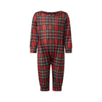 Red and green plaid onesie on a white background