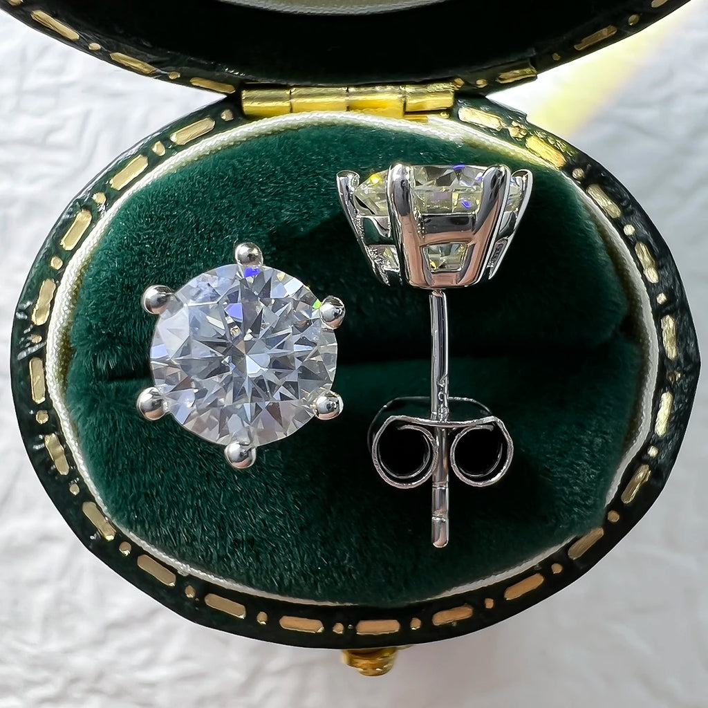 Cushion Cut Moissanite Stud Earrings - 925 Sterling Silver