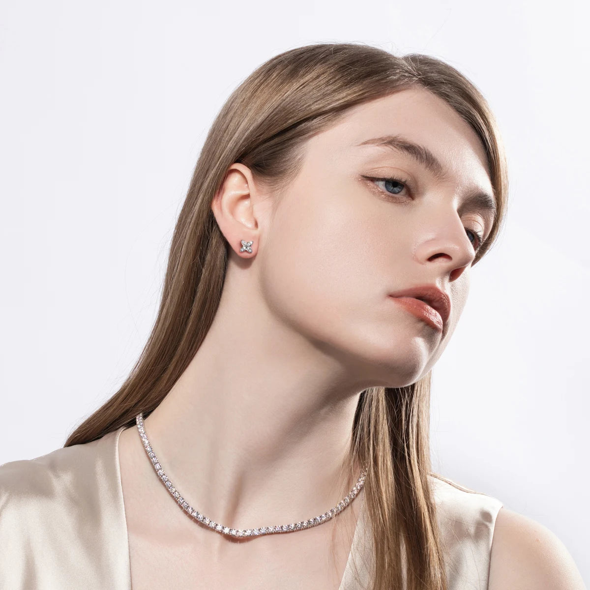 1.5mm D-Color Moissanite Cross Stud Earrings - 925 Sterling Silver