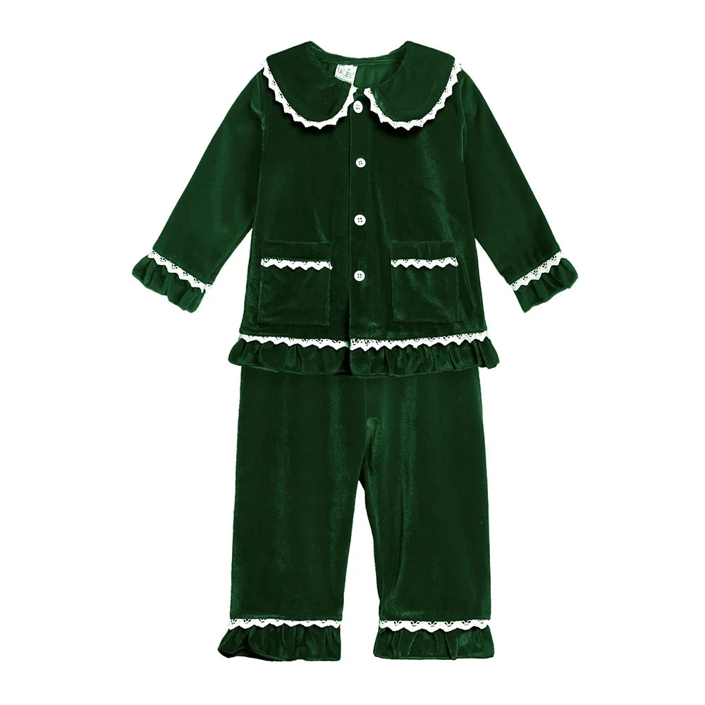 Kids Velvet Christmas Robe Pajamas – Family Matching Winter Sleepwear