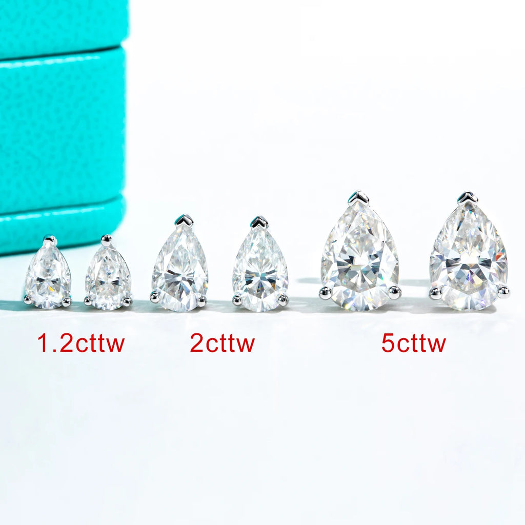 Pear Cut Moissanite Stud Earrings - 10K Gold Post