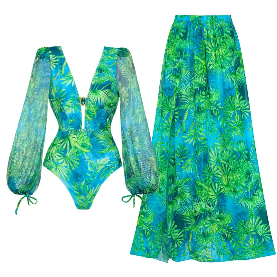 Jungle Green Print Swimsuit
