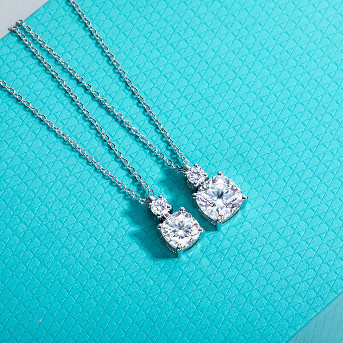 Cushion Cut Moissanite Pendant Necklace - 925 Sterling Silver D Color