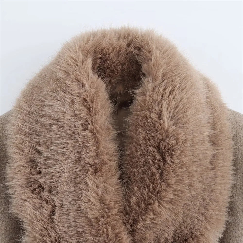 Close-up of a fur collar on a light background