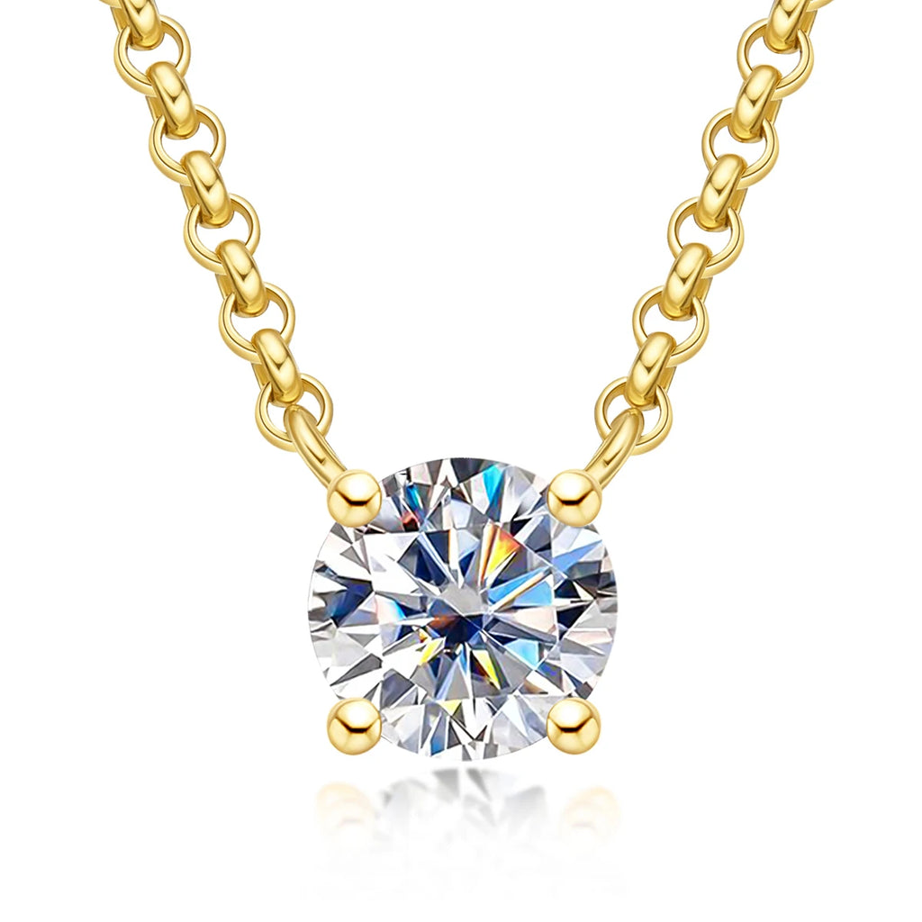Moissanite Pendant Necklace - 18K Gold Plated D Color Diamond Necklace