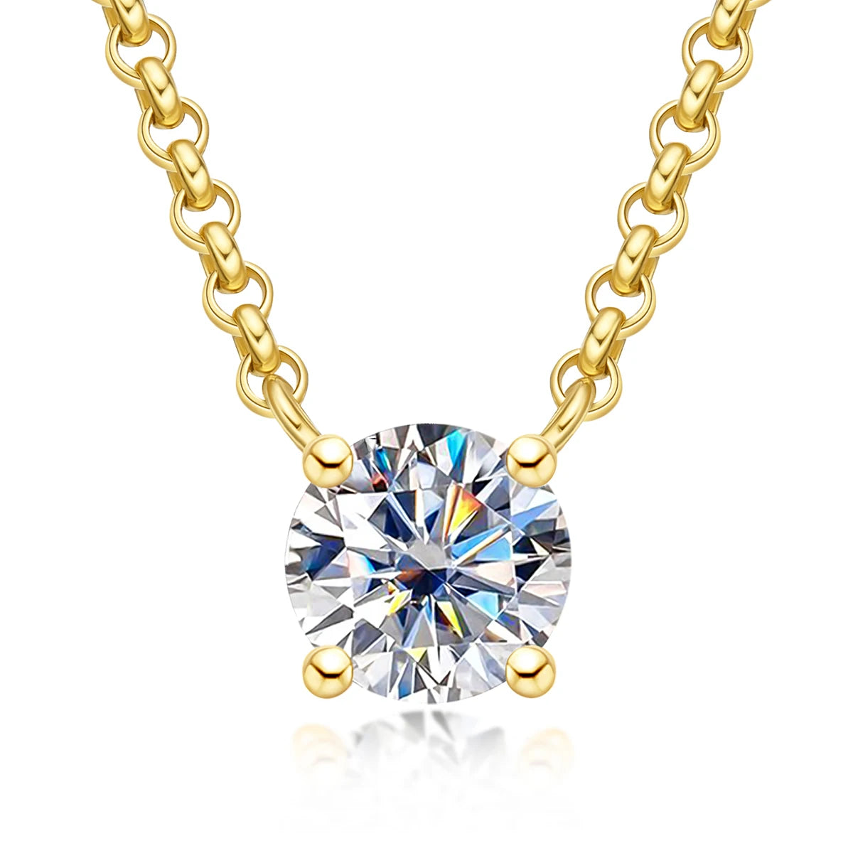 Moissanite Pendant Necklace - 18K Gold Plated D Color Diamond Necklace