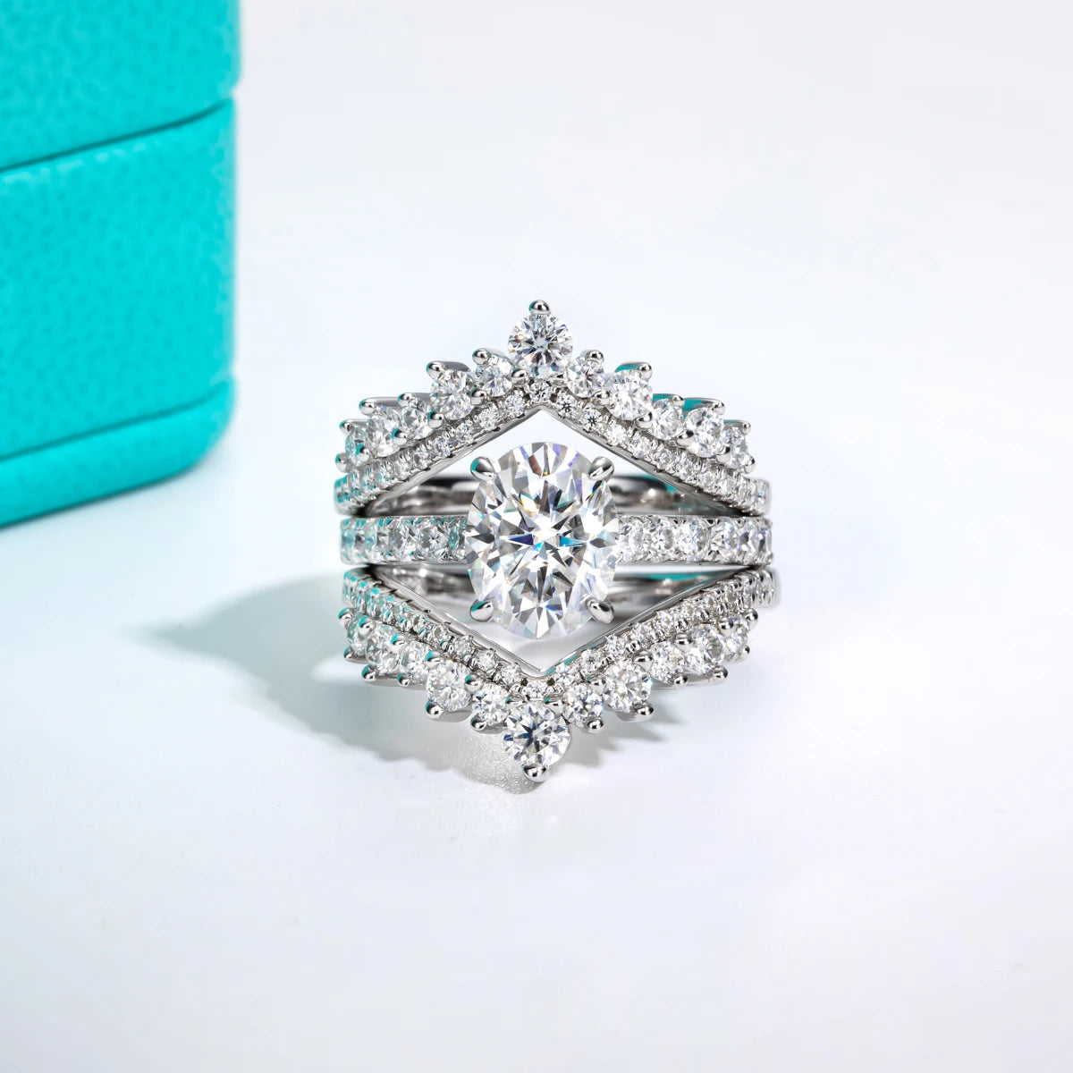 2ct Oval Cut D-Color Moissanite Ring - 925 Sterling Silver 18K Gold Plated