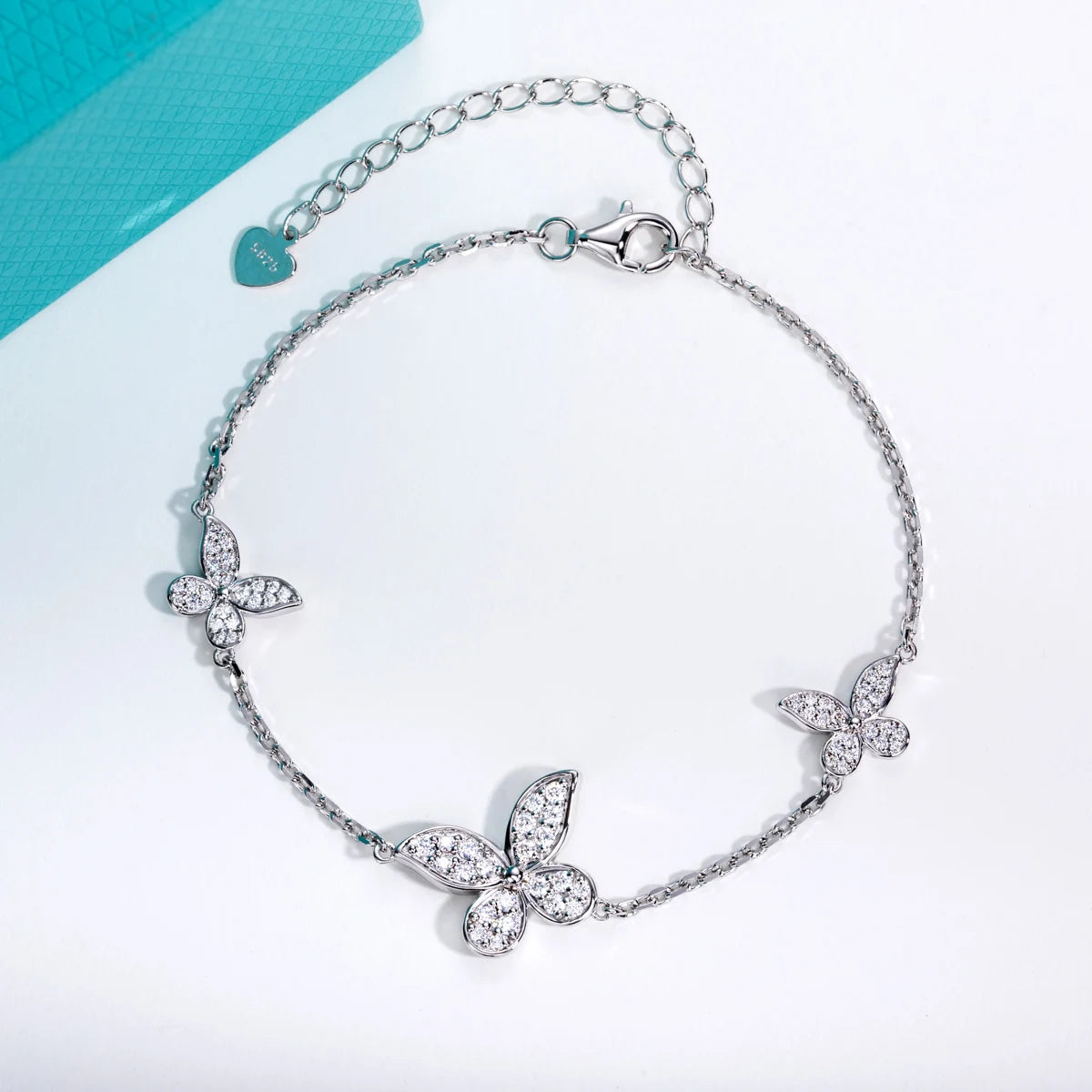 Moissanite Butterfly Bracelet - 925 Sterling Silver Adjustable