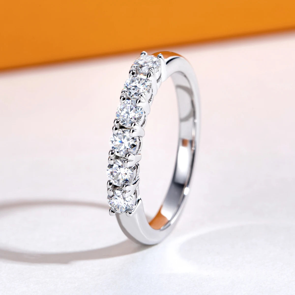 3mm Moissanite Wedding Band 0.6cttw - Sterling Silver Eternity Ring