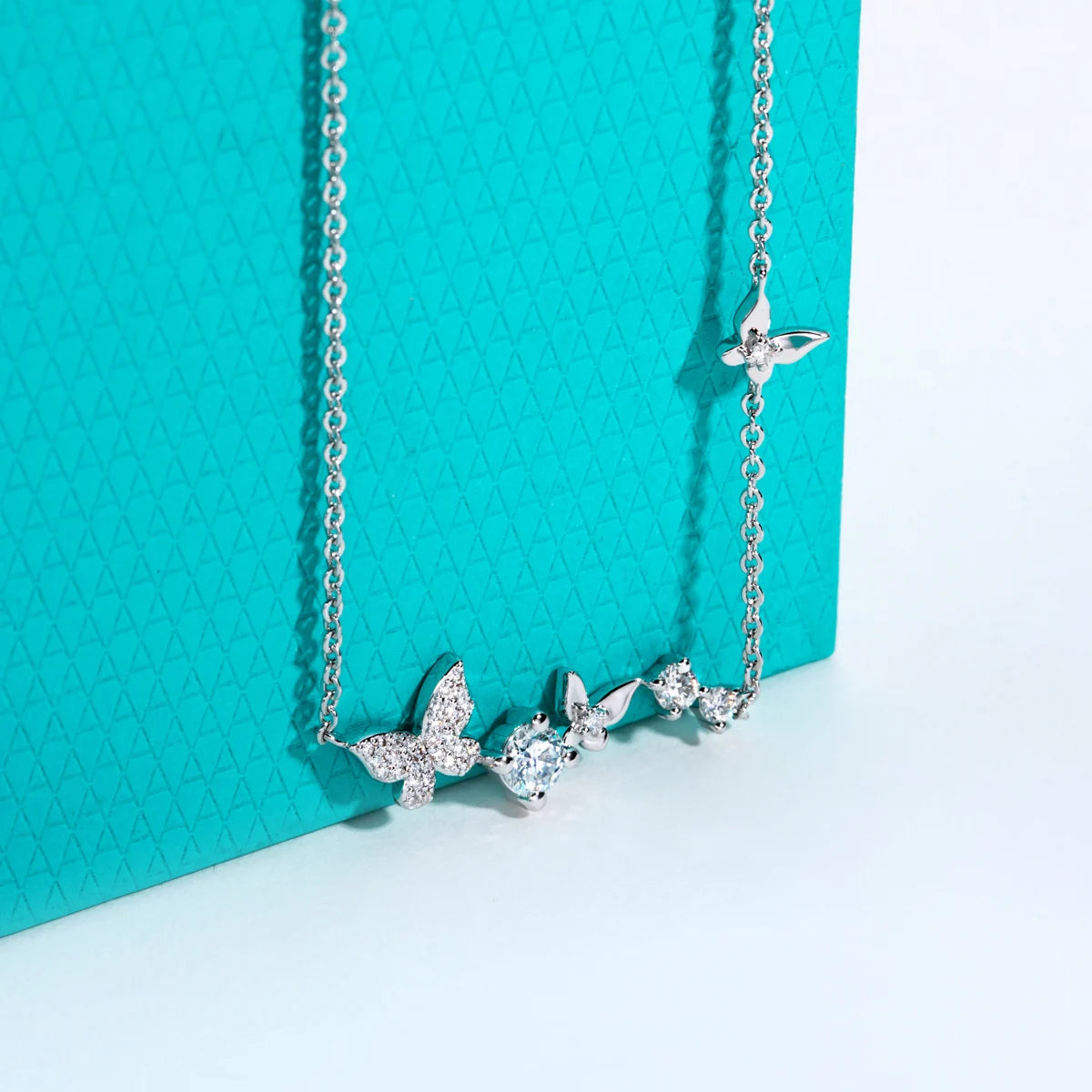 0.5ct Moissanite Butterfly Pendant Necklace - 18K Gold Plated 925 Sterling Silver D Color