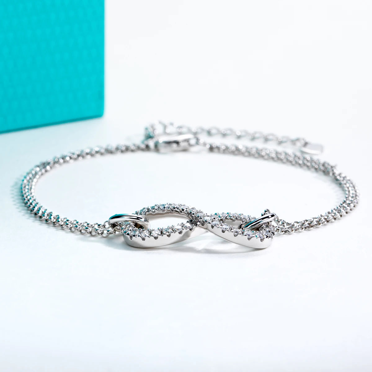 Moissanite Bow Bracelet - 925 Sterling Silver Adjustable