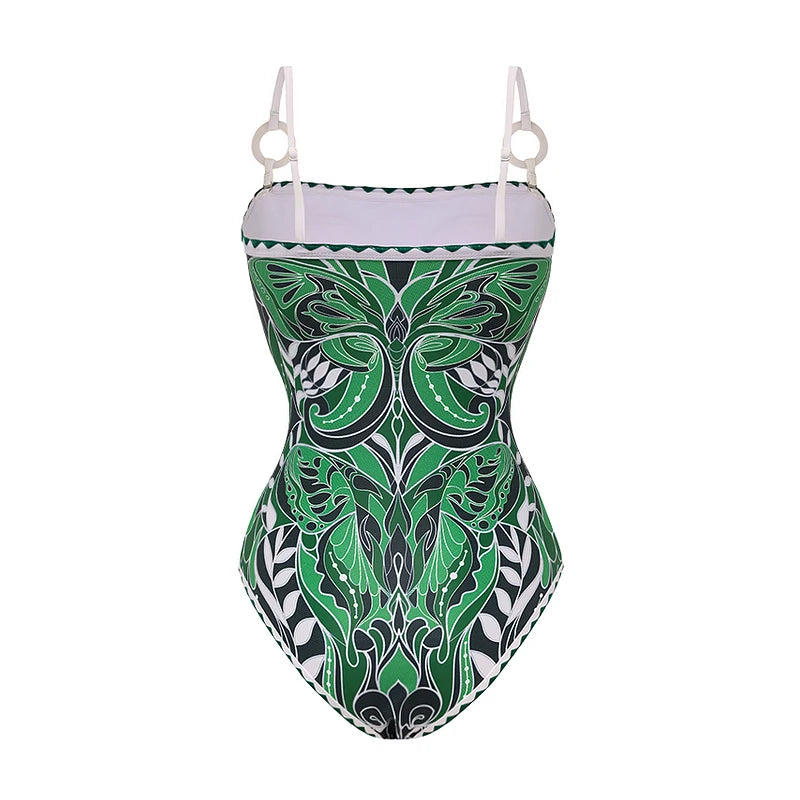 Butterfly Print Swimsuit - Vintage Beachwear