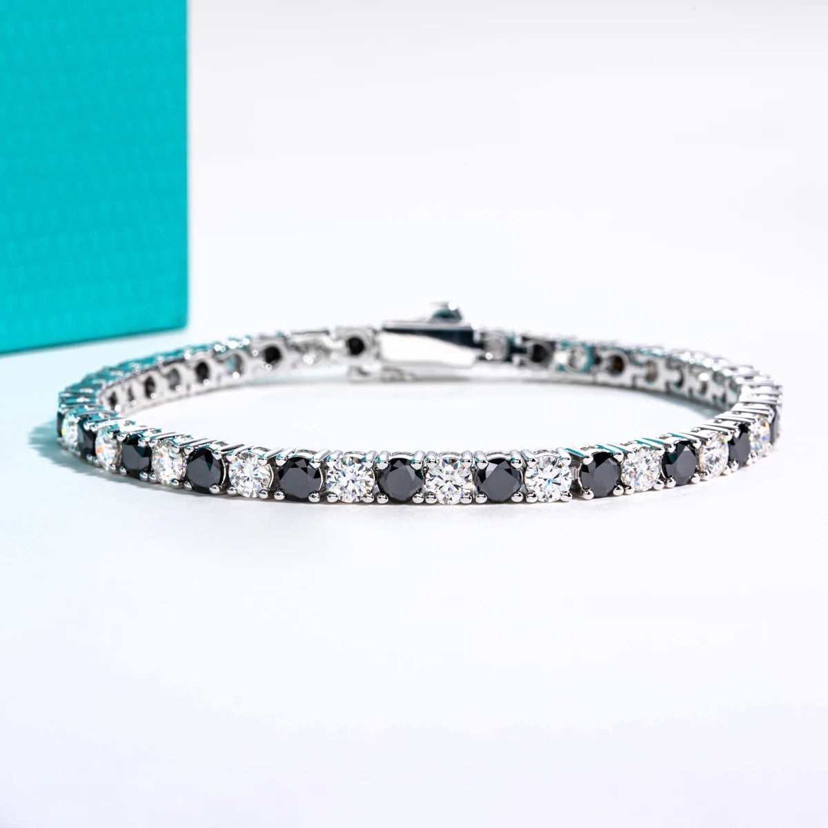 4mm Black Moissanite Tennis Bracelet - 925 Sterling Silver