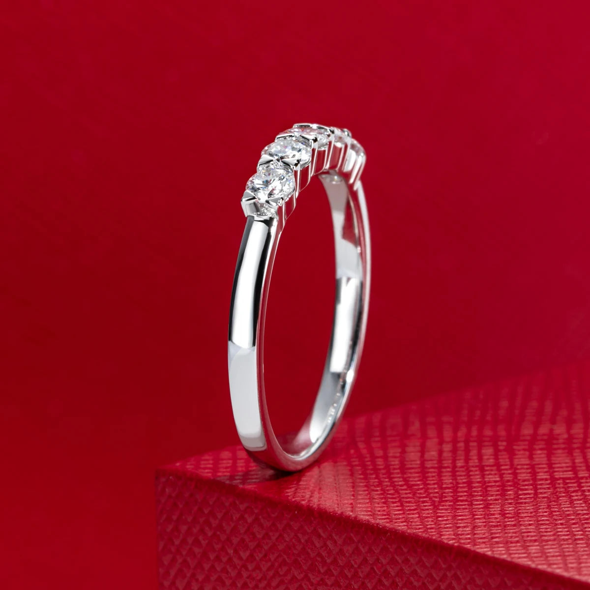 3mm Lab Grown Diamond Half Eternity Band 0.50ct - 14K White Gold Wedding Ring