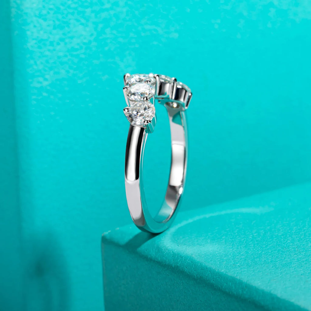 4mm D Color Moissanite Wedding Band - 1.5ctw Sterling Silver