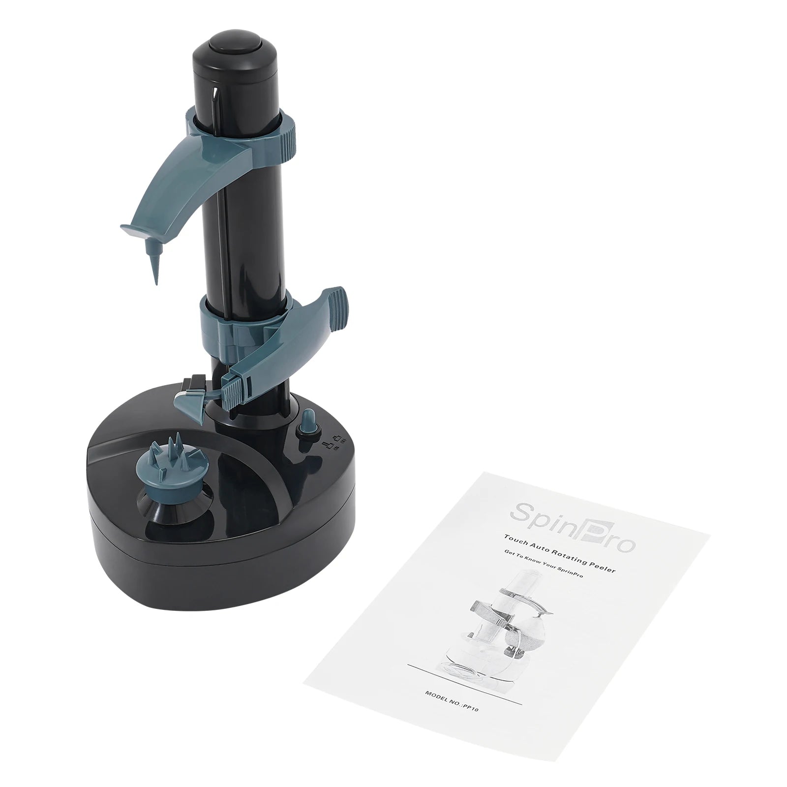 Black and blue dental milling machine with a manual on a white background