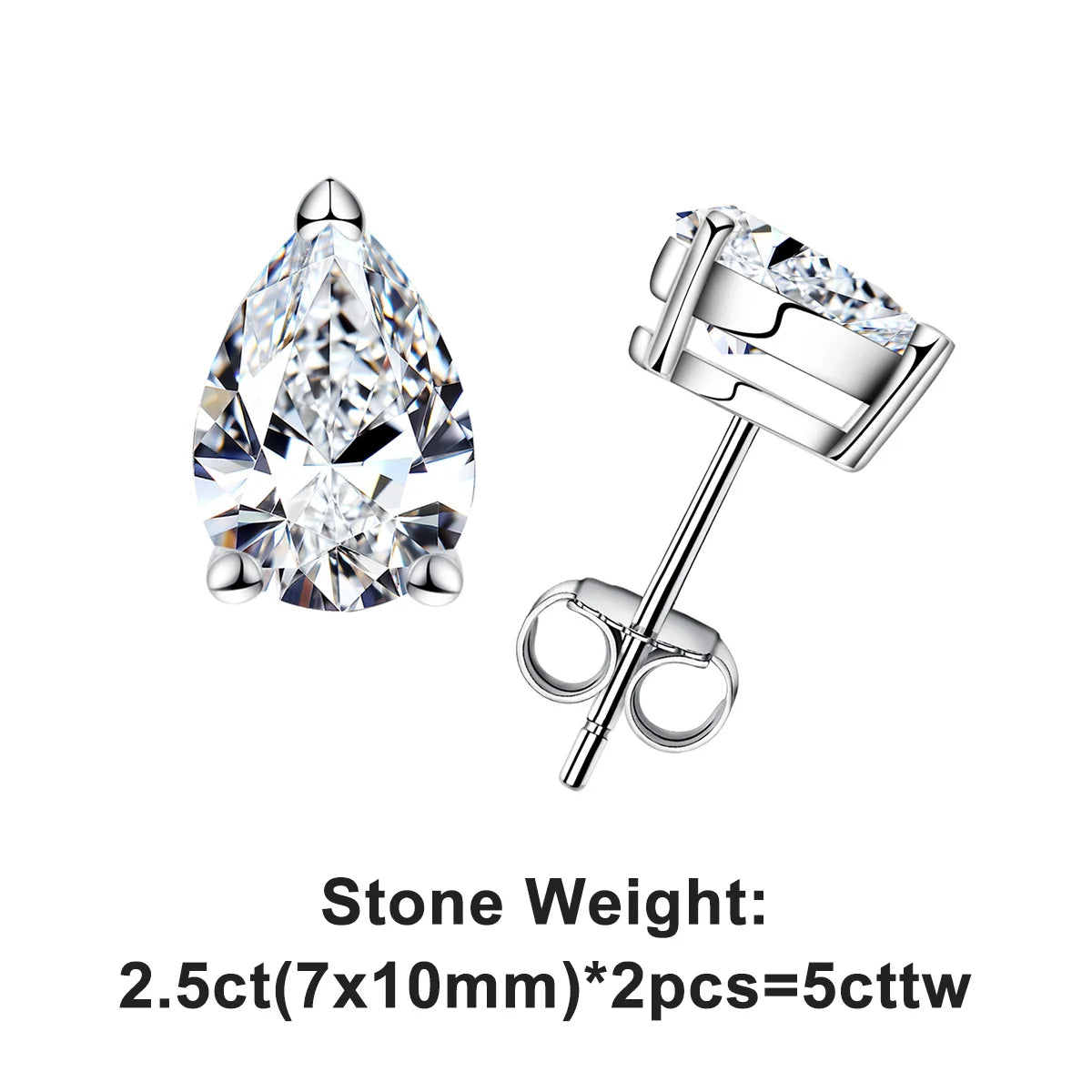 Pear Cut Moissanite Stud Earrings - 10K Gold Post