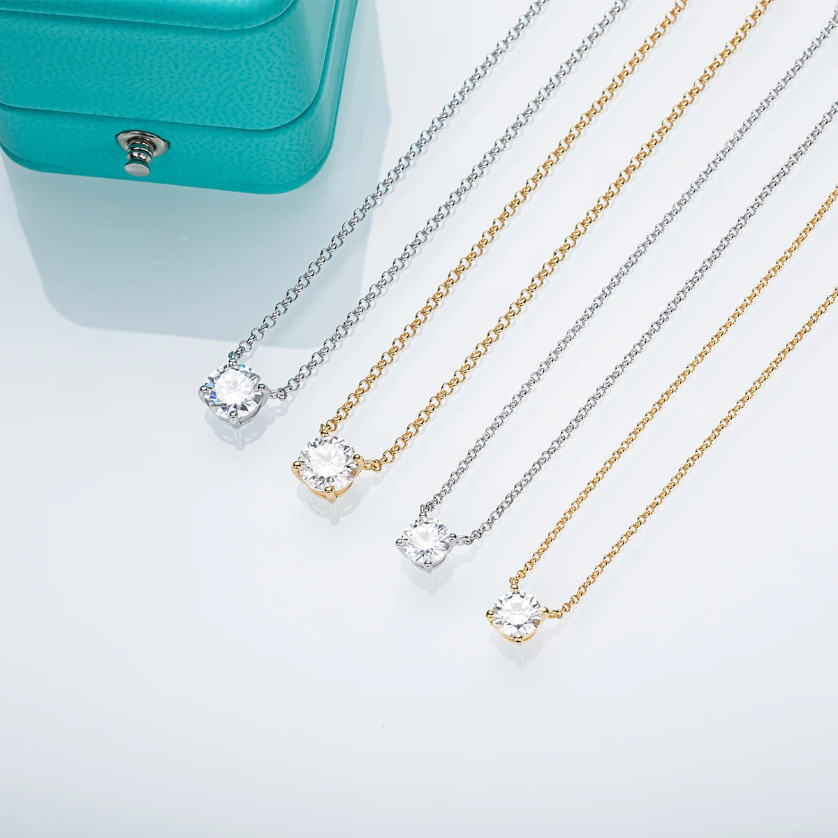 Moissanite Pendant Necklace - 18K Gold Plated D Color Diamond Necklace