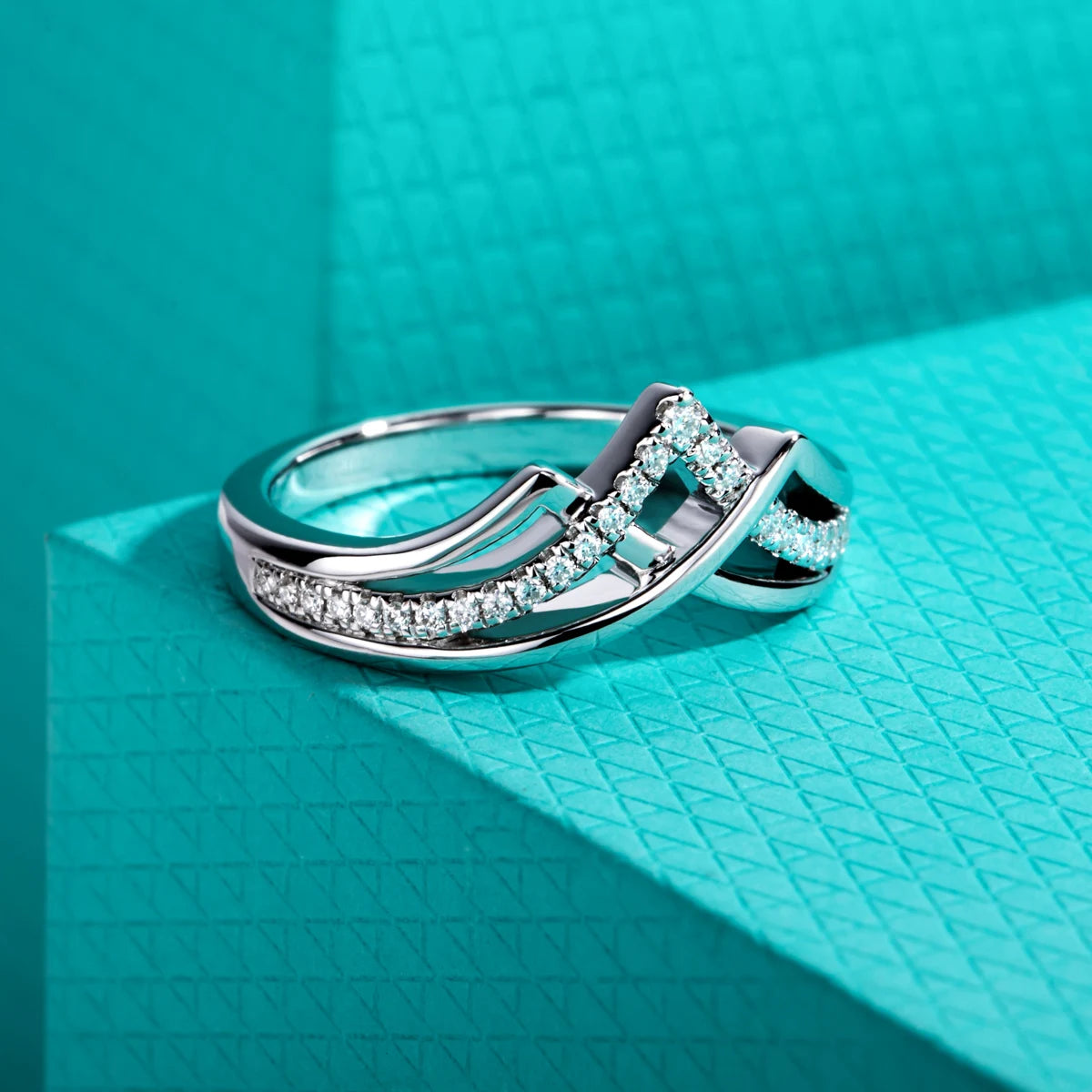 D Color Moissanite V-Shape Crown Wedding Band - 925 Sterling Silver