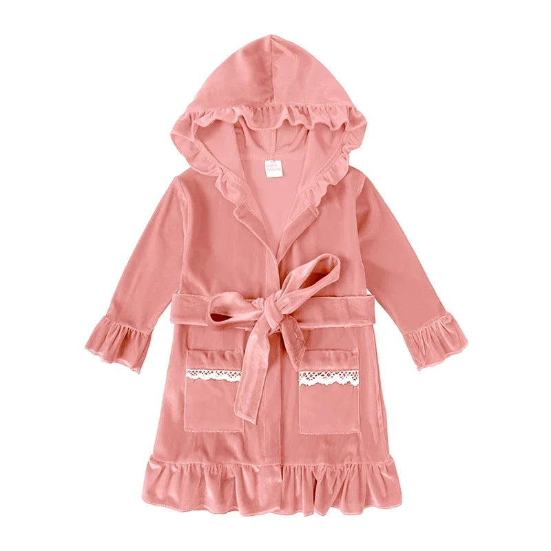 Kids Velvet Christmas Robe Pajamas – Family Matching Winter Sleepwear