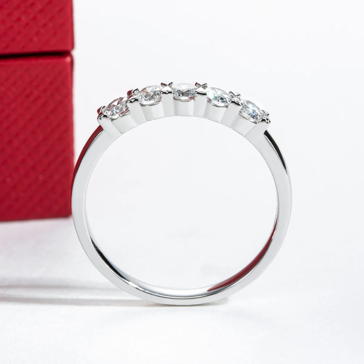 3mm Lab Grown Diamond Half Eternity Band 0.50ct - 14K White Gold Wedding Ring