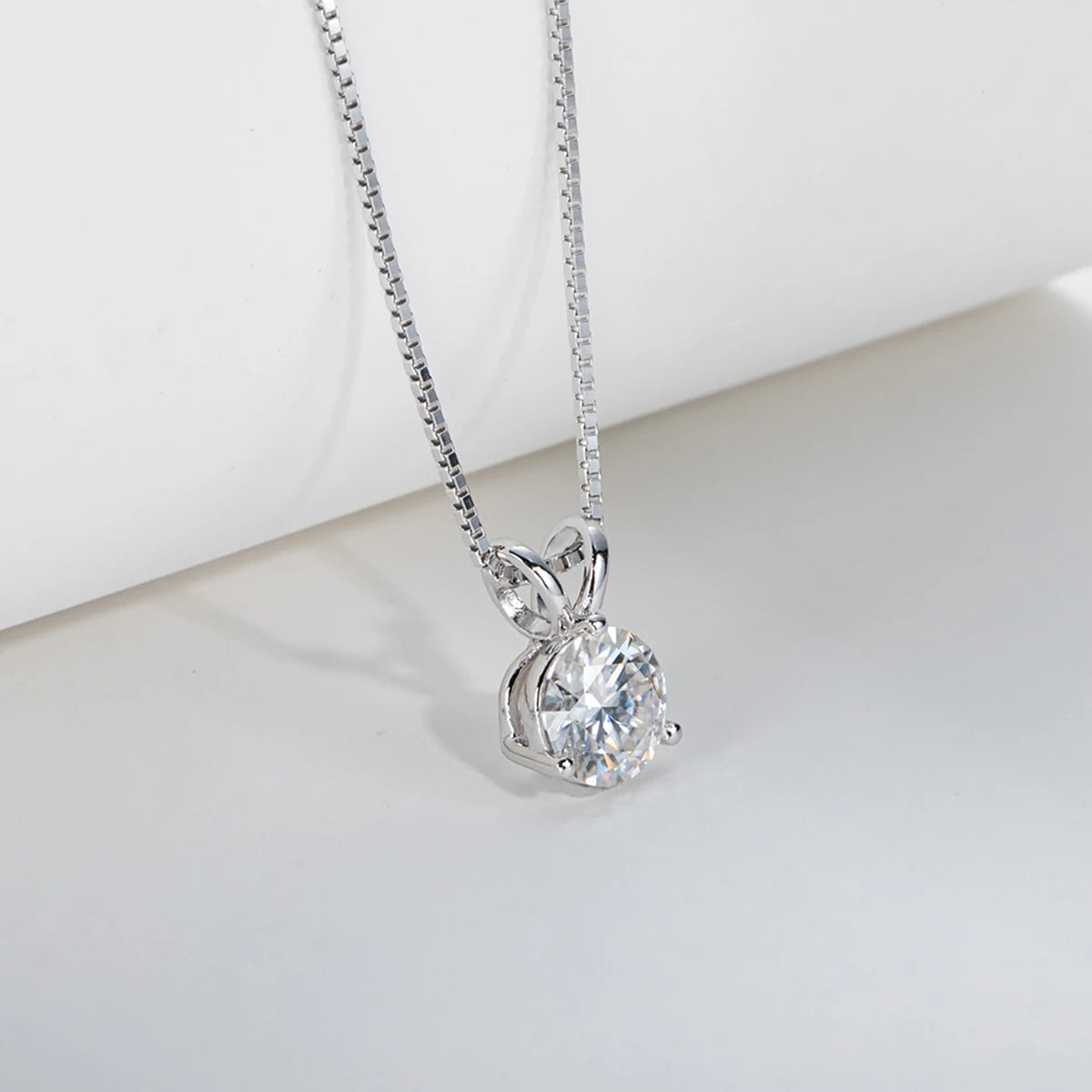 1ct Round Cut Moissanite Pendant Necklace - 18K Gold Plated D Color