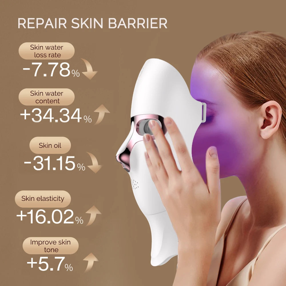 Wireless 7-Color LED Facial & Neck Mask – Rechargeable Light Therapy