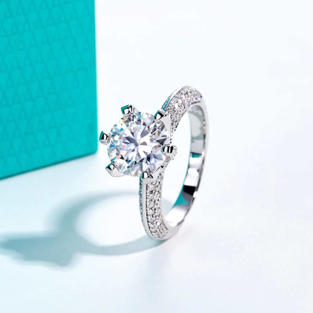 3ct Round Cut D-Color Moissanite Engagement Ring - 925 Sterling Silver