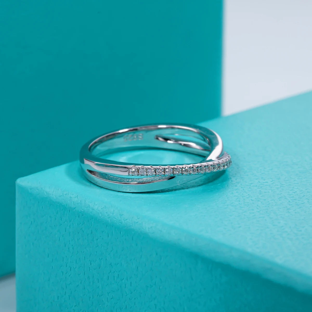 D Color Moissanite Cross Engagement Ring - 18K Gold Plated Wedding Band