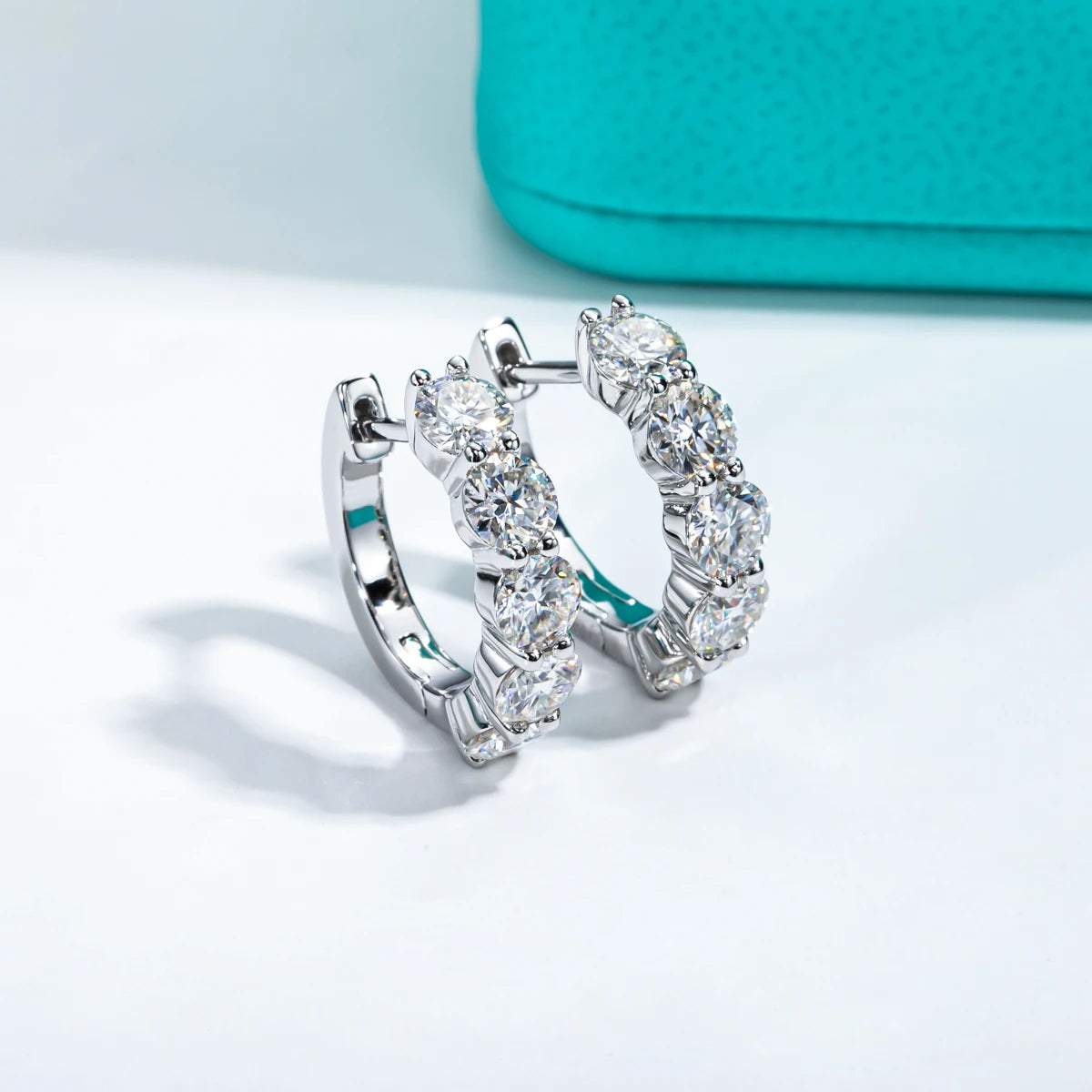 4mm D-Color Moissanite Huggie Hoop Earrings 3cttw - 925 Sterling Silver