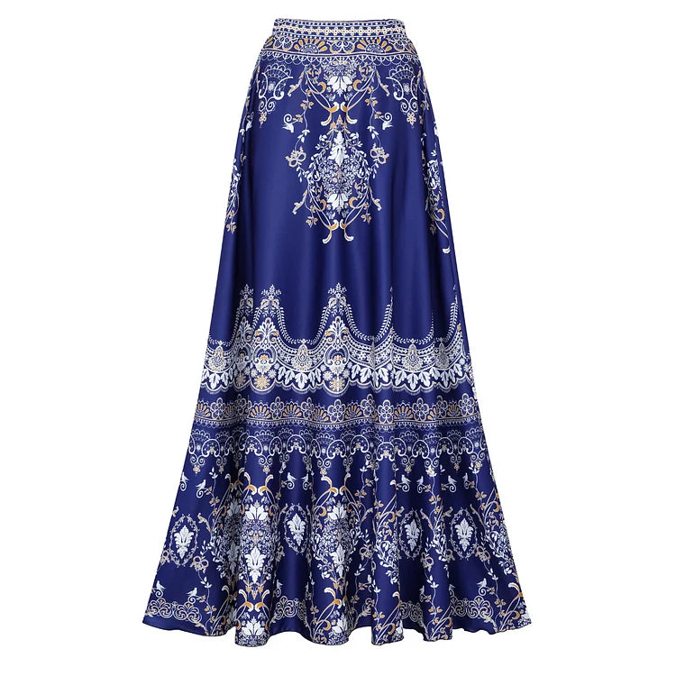 Royal Blue Baroque Print Swimsuit - Vintage Beachwear