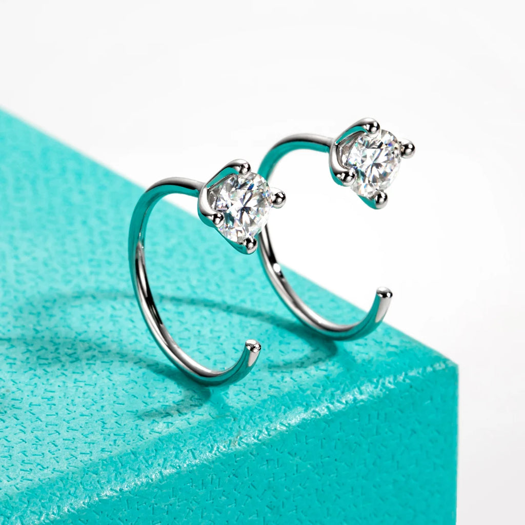4mm D-Color Moissanite Hoop Earrings - 925 Silver 18K Gold Plated