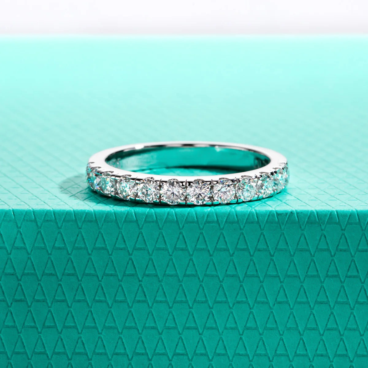 2.5mm Moissanite Half Eternity Band 0.72cttw - Sterling Silver Ring