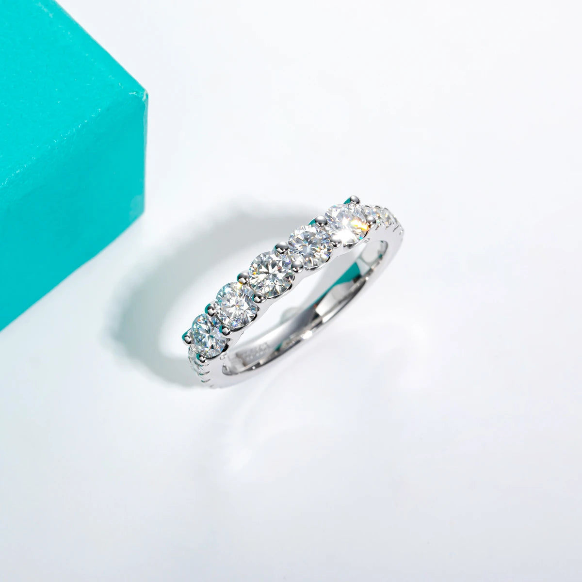 4mm D Color Moissanite Wedding Band Ring - Sterling Silver