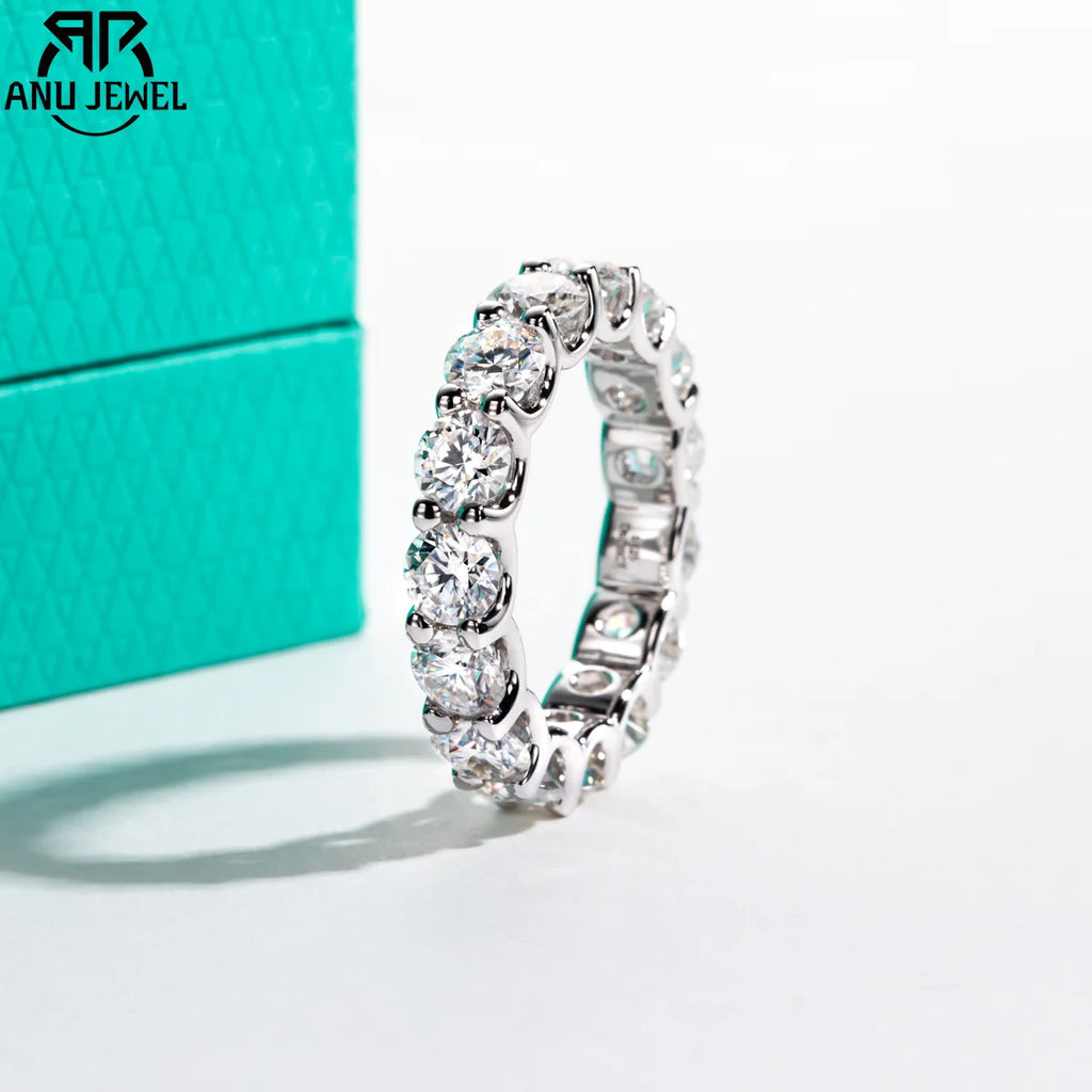 4.5mm D Color Moissanite Eternity Band - Sterling Silver