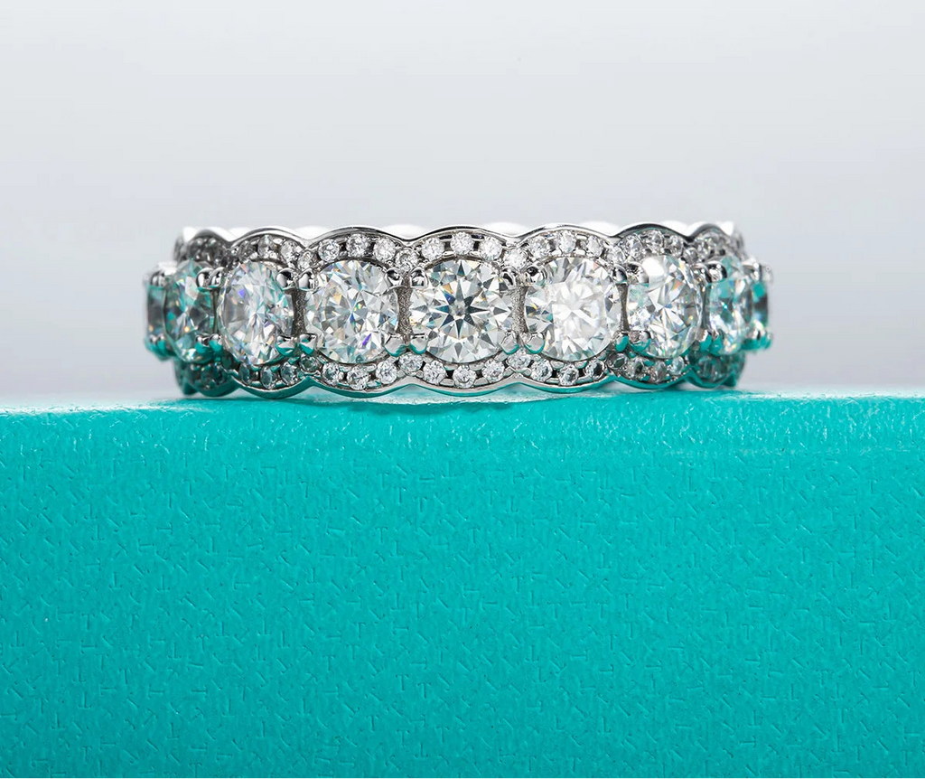4mm D Color Moissanite Eternity Band 5.5cttw - 925 Sterling Silver Wedding Ring