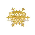 Gold snowflake-shaped ring on a white background