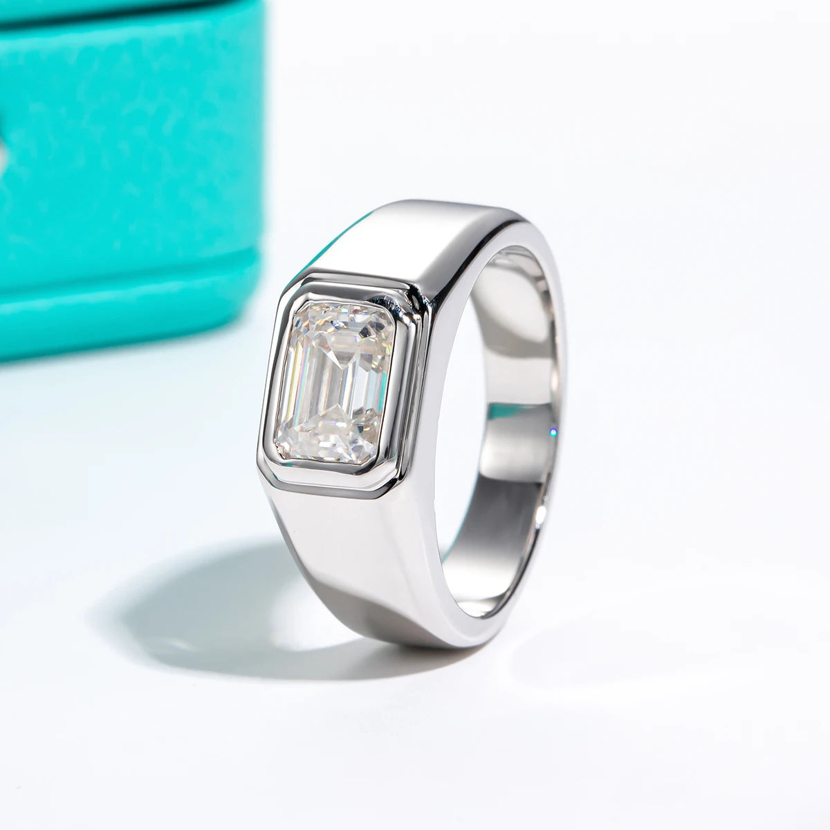 2ct Emerald Cut D-Color Moissanite Ring - 925 Sterling Silver 18K Gold Plated