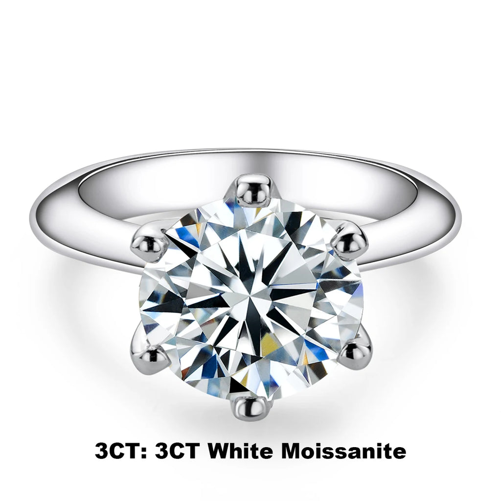 D-Color Moissanite Solitaire Engagement Ring - 925 Sterling Silver