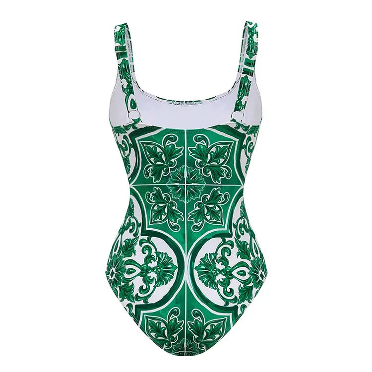 Majolica Print Swimsuit - Vintage Pattern Beachwear