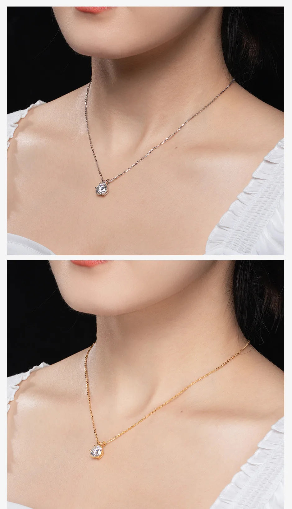 Moissanite Pendant Necklace - 18K Gold Plated D Color Diamond Necklace