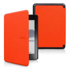 Orange Kindle case with a black screen on a white background